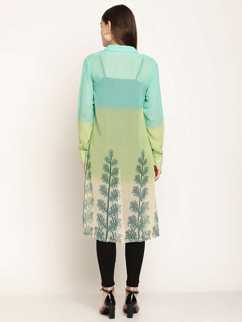 green georgette printed shrug  - 19082911 -  Standard Image - 4