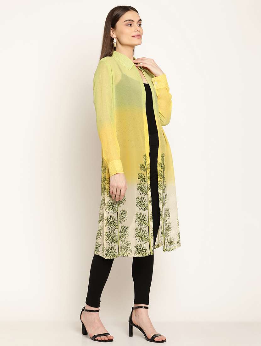 yellow georgette printed shrug  - 19082913 -  Standard Image - 1