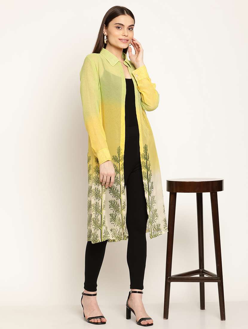 yellow georgette printed shrug  - 19082913 -  Standard Image - 4
