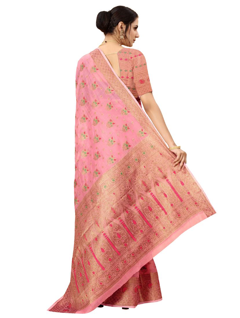 pink cotton silk  set saree with blouse - 19082936 -  Standard Image - 1
