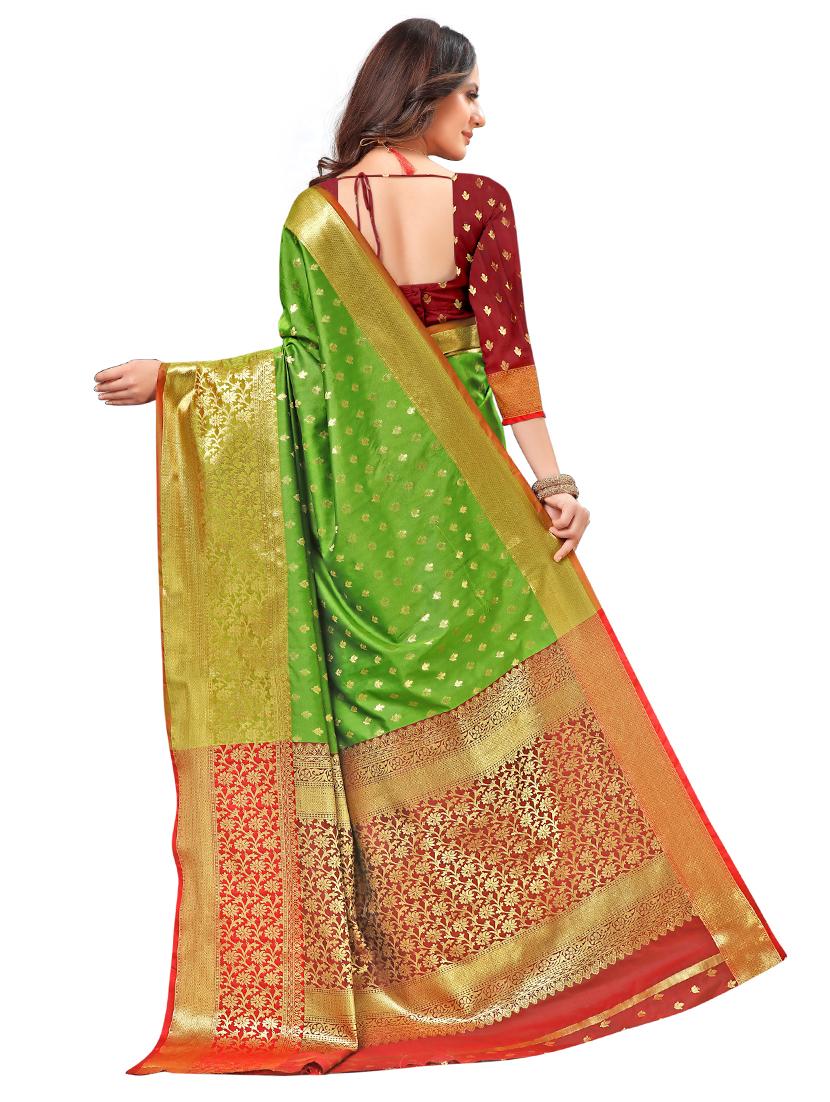 green georgette  set saree with blouse - 19082949 -  Standard Image - 1