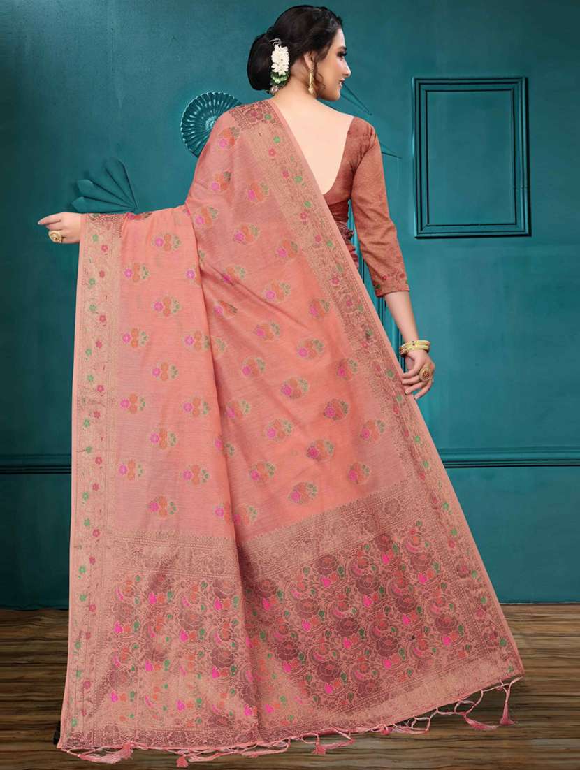 pink cotton silk  set saree with blouse - 19083003 -  Standard Image - 1