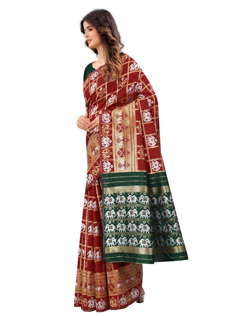 red georgette set saree with blouse - 19083032 - Standard Image - 1