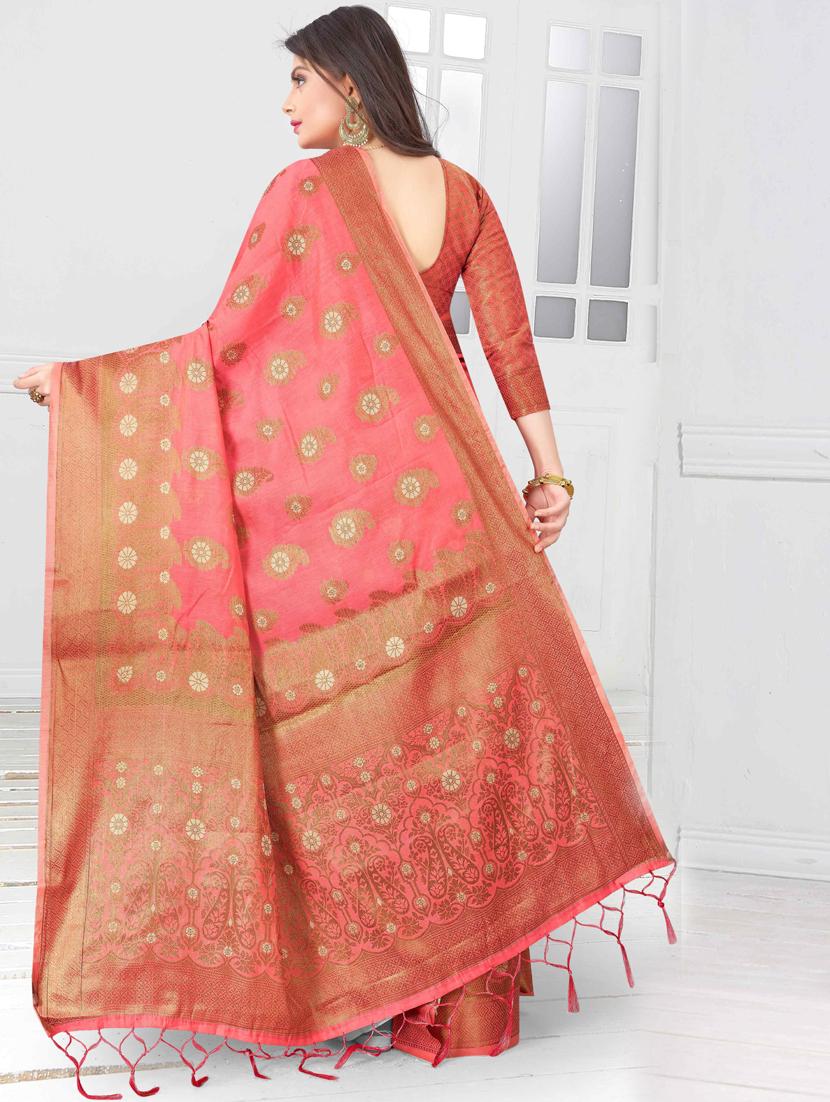 self design woven saree with blouse - 19083059 - Standard Image - 1