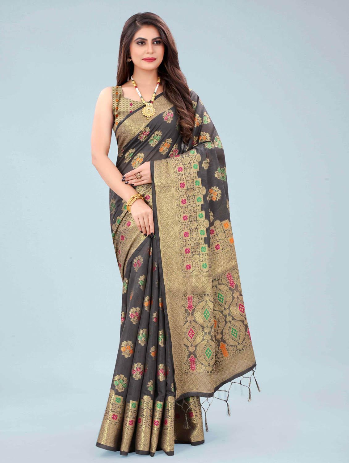 self design zari work woven saree - 19083067 - Standard Image - 1
