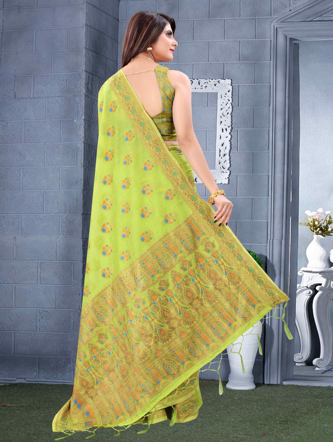 self design zari work woven saree with blouse - 19083079 - Standard Image - 1
