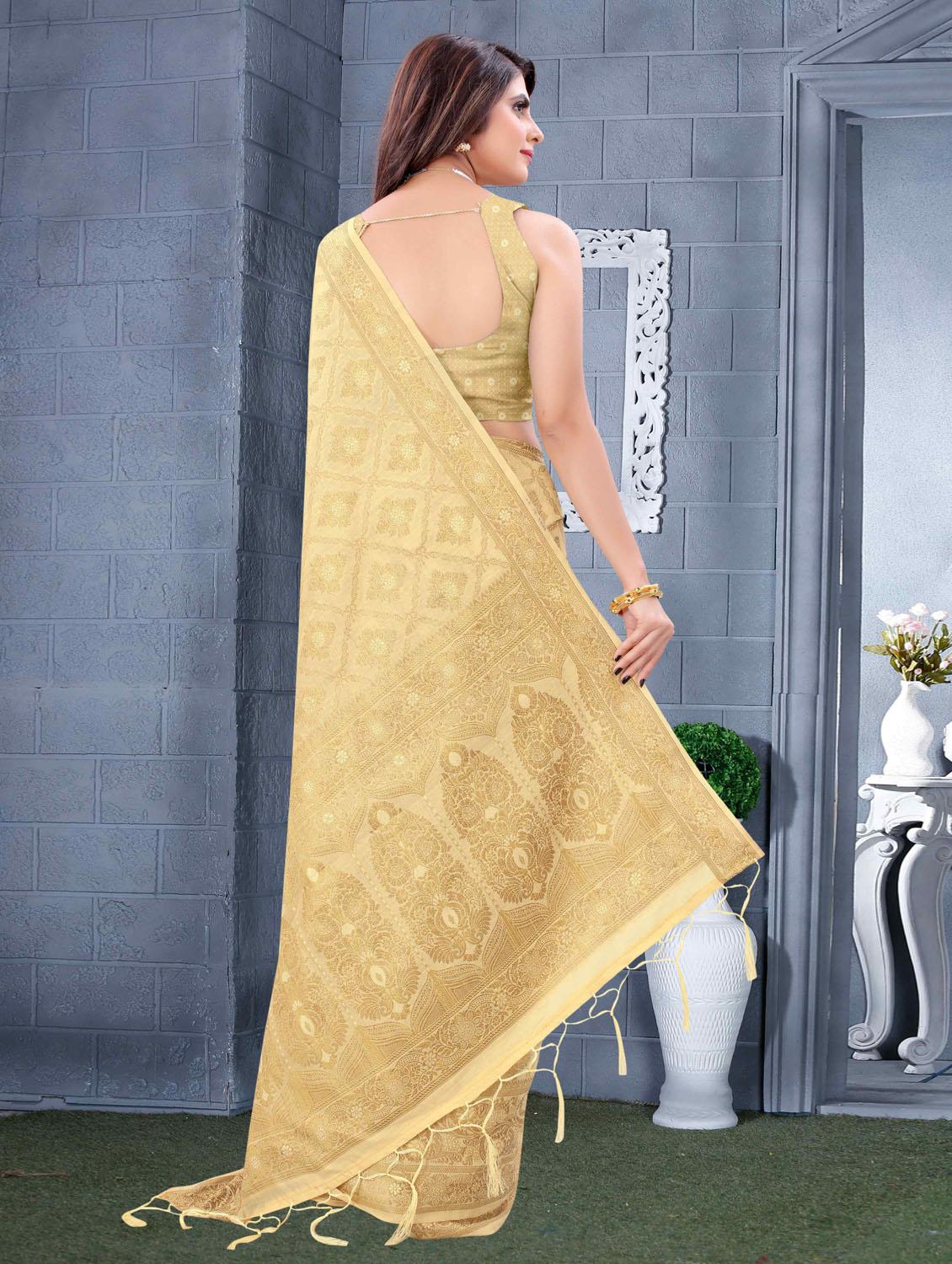 self design zari work woven saree with blouse - 19083084 - Standard Image - 1