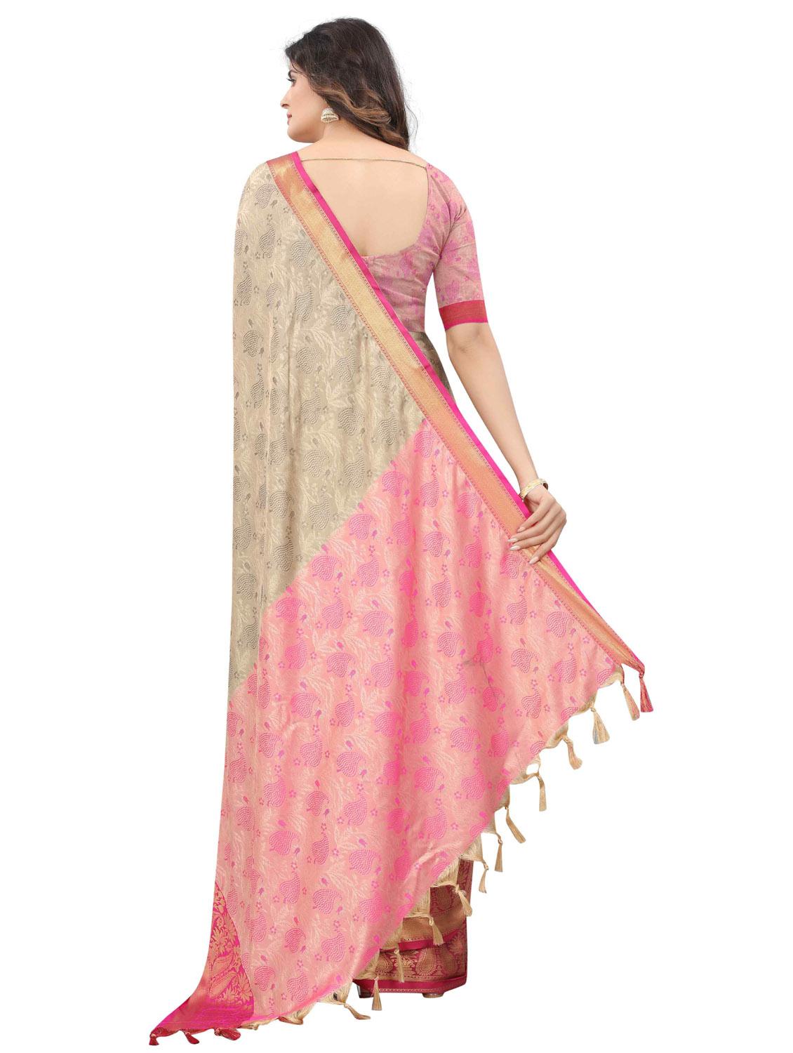 self design zari work woven saree with blouse - 19083088 - Standard Image - 1