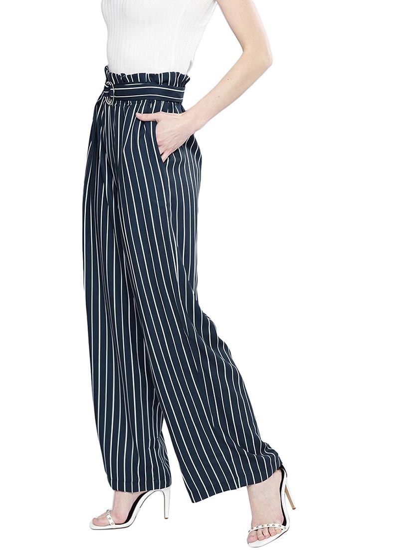 blue mid rise striped trouser - 19083889 - Standard Image - 1