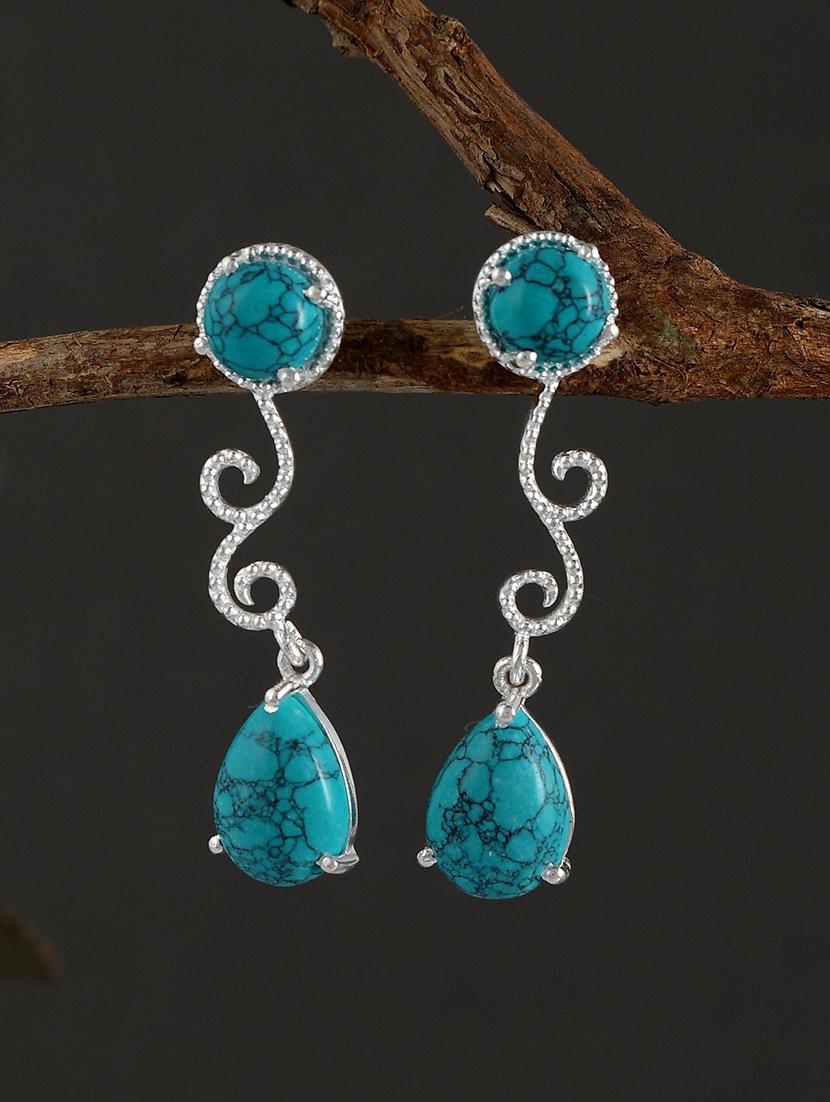 blue silver plated drop earring - 19085231 -  Zoom Image - 0