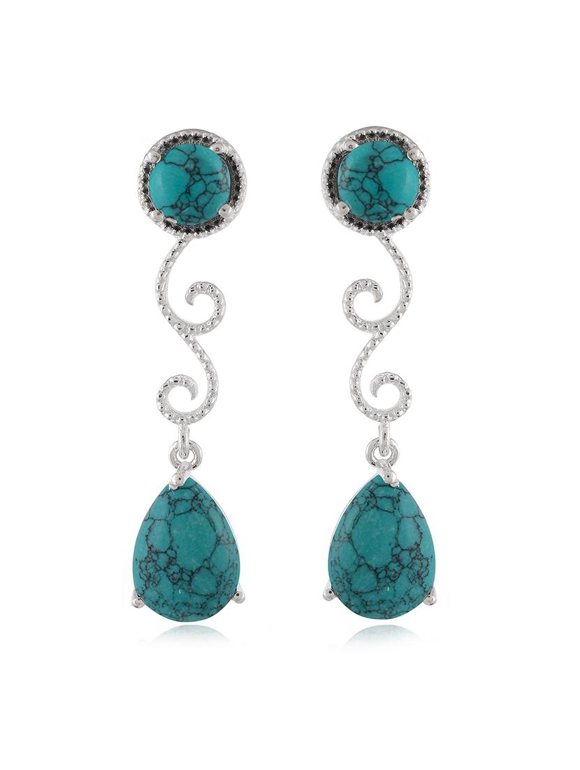blue silver plated drop earring - 19085231 -  Standard Image - 1