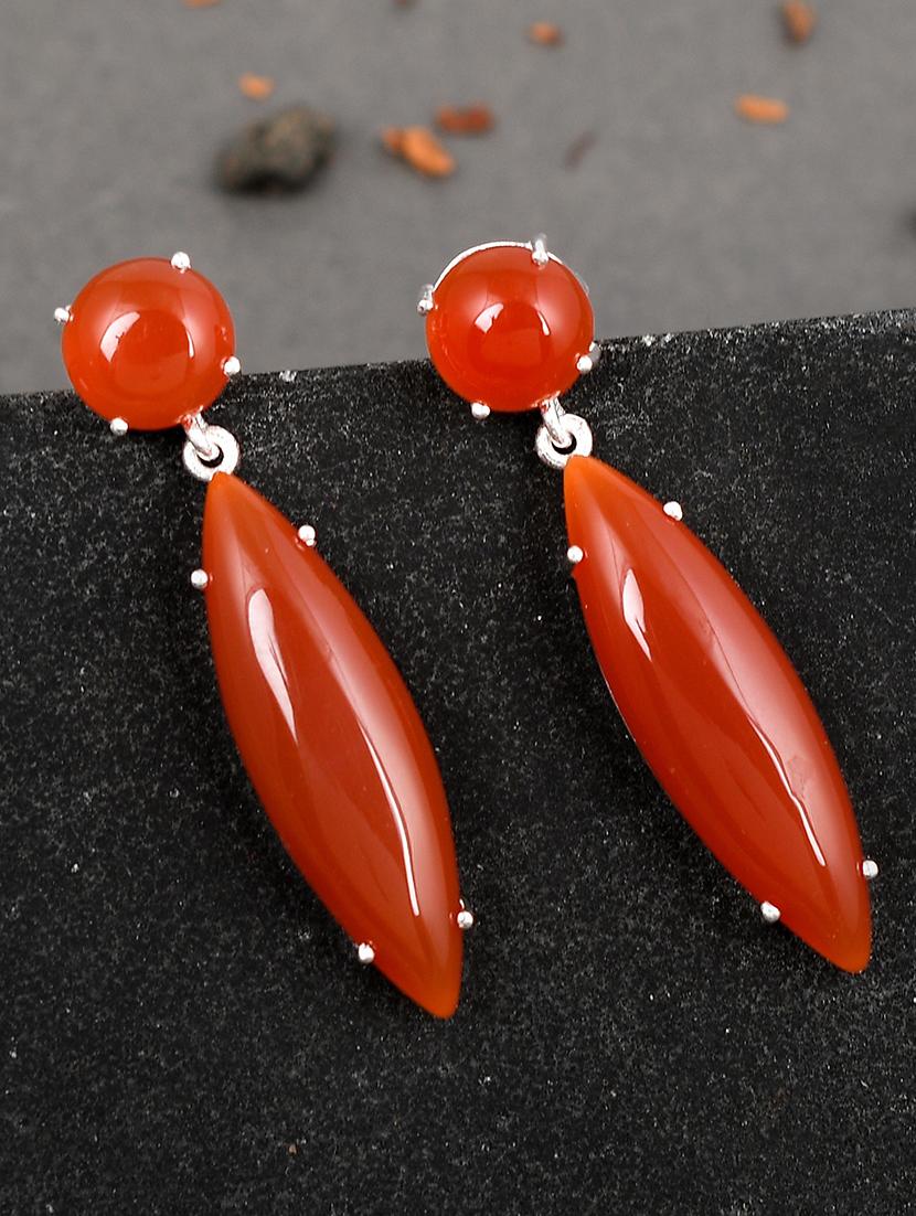  red silver plated drop earring - 19085237 -  Zoom Image - 0
