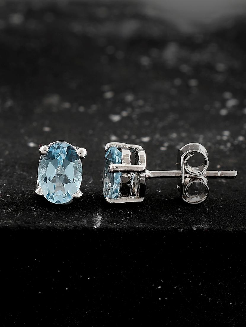  blue silver plated drop earring - 19085238 -  Zoom Image - 0
