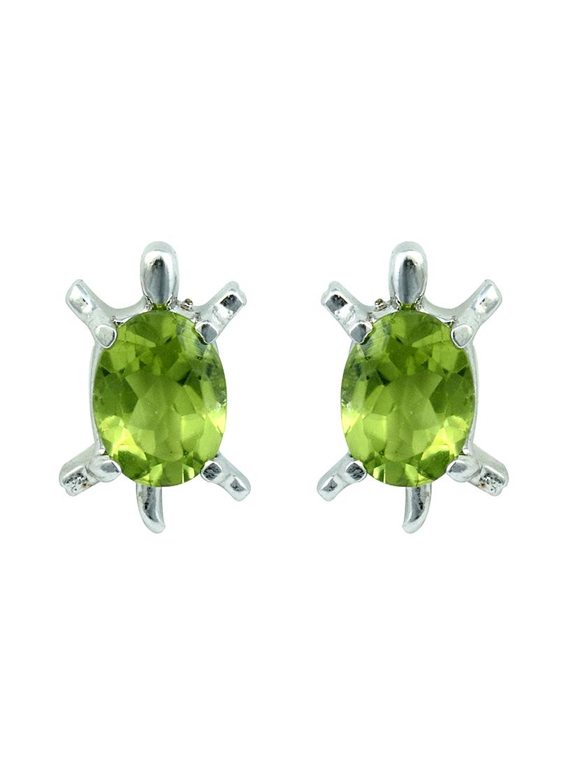 green silver plated drop earring - 19085239 - Standard Image - 1