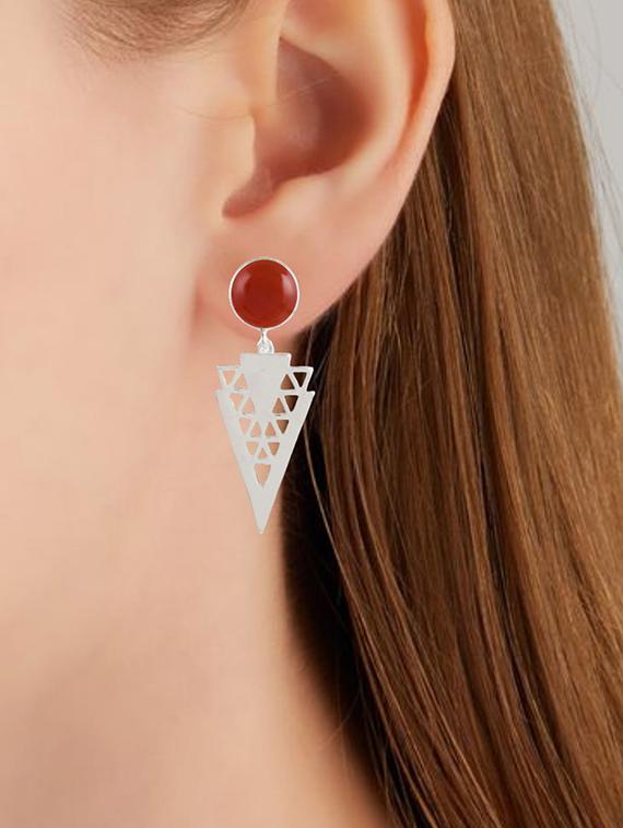 silver plated drop earring - 19085240 - Standard Image - 4
