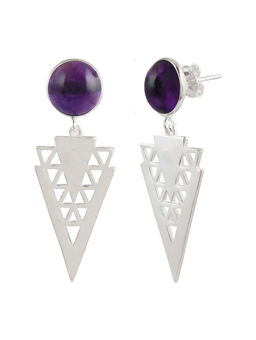  purple silver plated drop earring - 19085241 -  Standard Image - 1