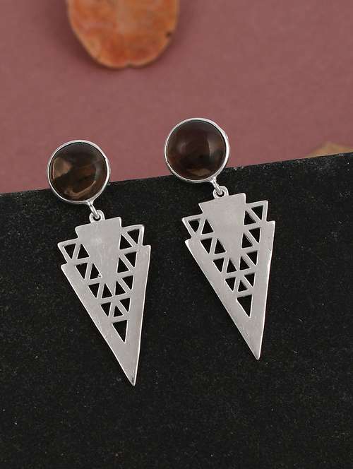  black silver plated drop earring - 19085243 -  Standard Image - 0
