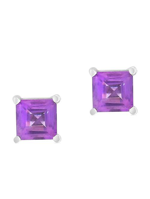purple silver plated drop earring - 19085245 -  Standard Image - 0