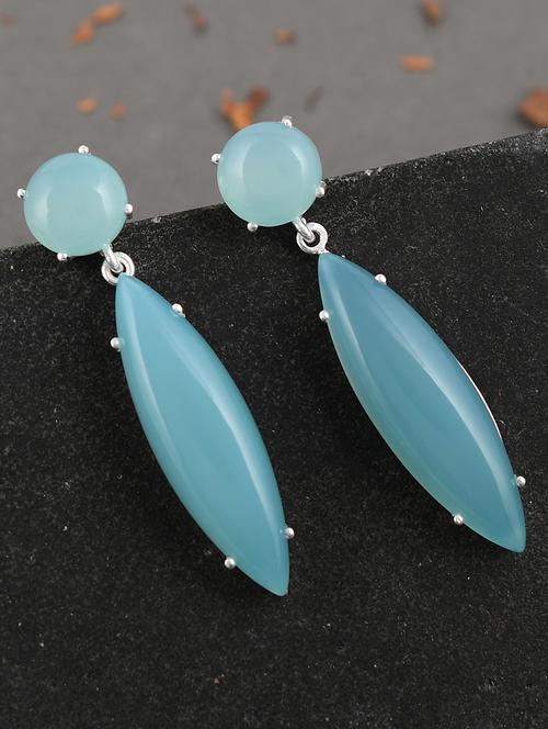 blue silver plated drop earring - 19085247 -  Standard Image - 0