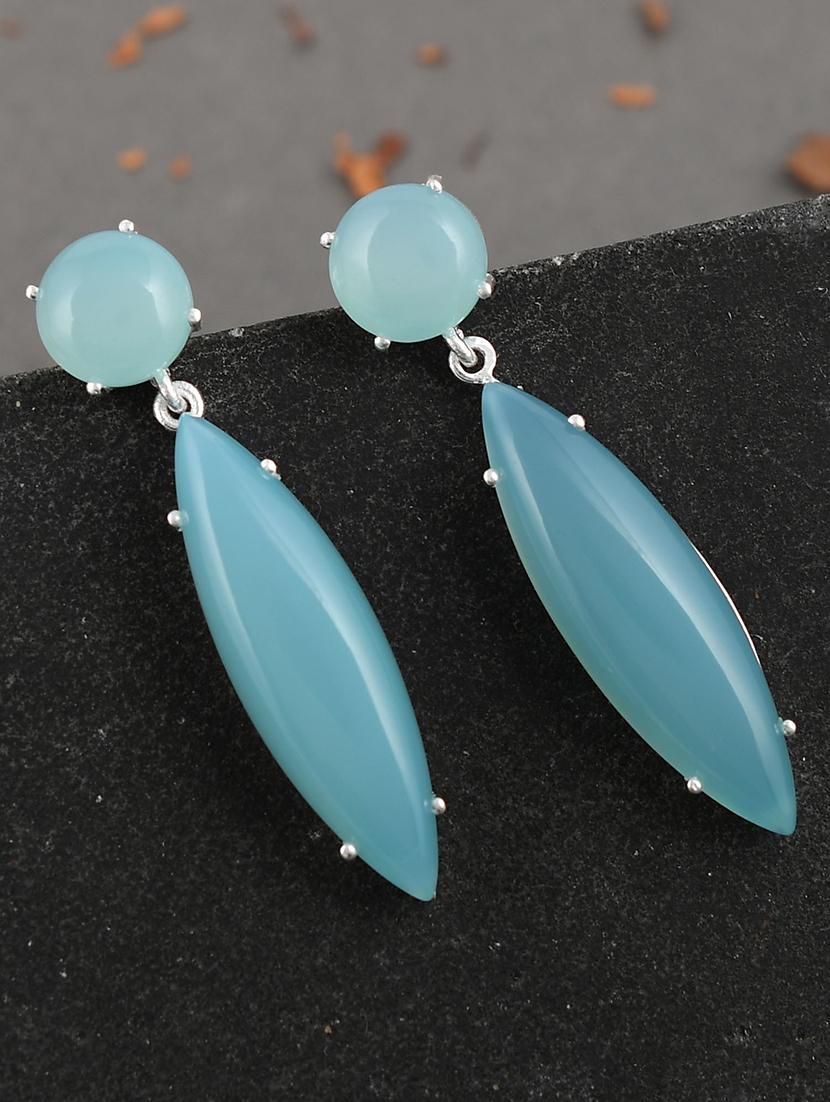blue silver plated drop earring - 19085247 -  Zoom Image - 0