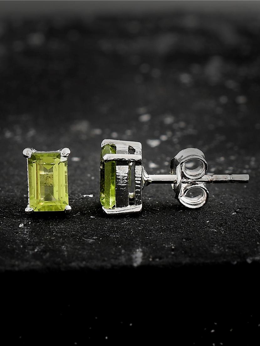 green silver plated drop earring - 19085251 -  Zoom Image - 0