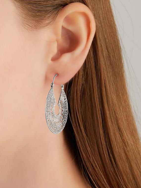 silver plated earring - 19085256 - Standard Image - 4