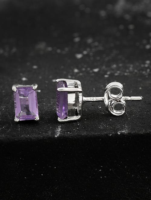 purple silver plated drop earring - 19085258 - Standard Image - 0