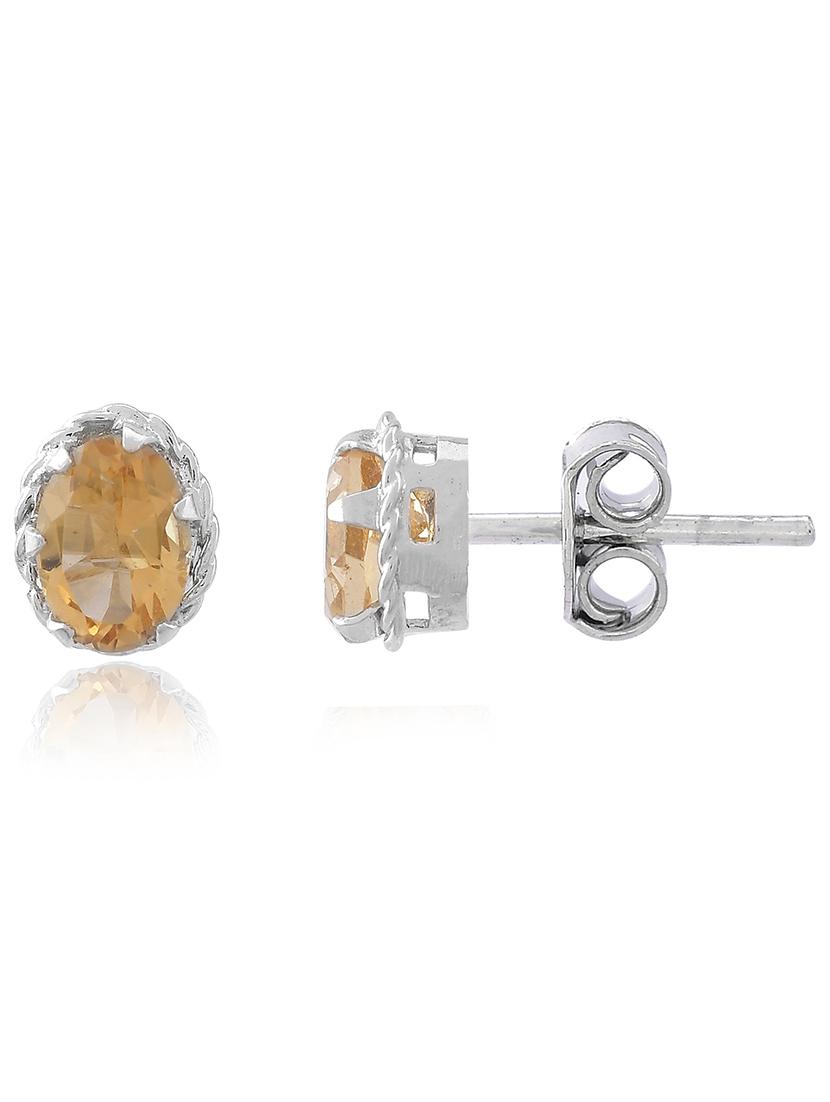 brown silver plated drop earring - 19085261 - Standard Image - 1