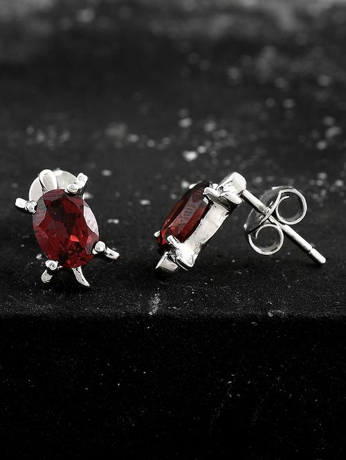 red silver plated drop earring - 19085262 -  Standard Image - 0