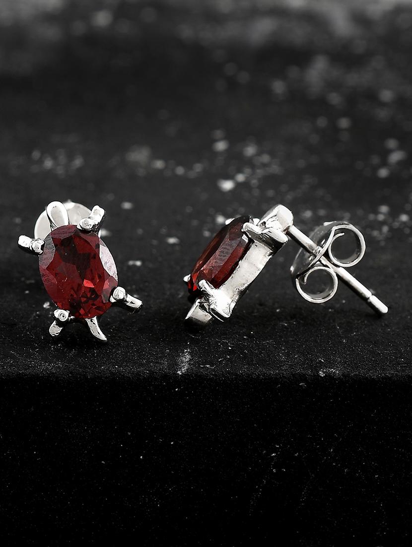 red silver plated drop earring - 19085262 -  Zoom Image - 0