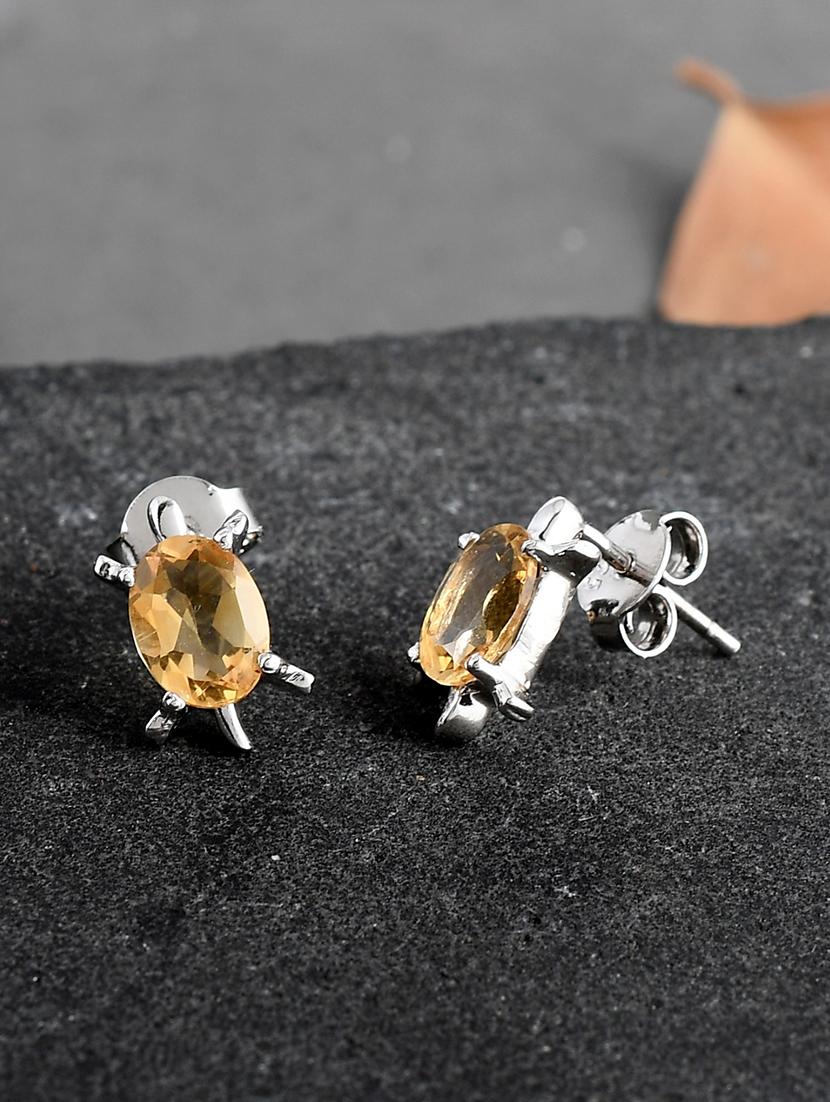 brown silver plated drop earring - 19085263 -  Zoom Image - 0