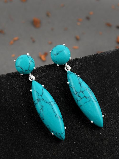 blue silver plated drop earring - 19085264 -  Standard Image - 0
