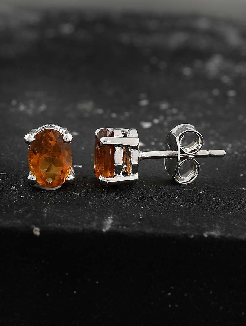 brown silver plated drop earring