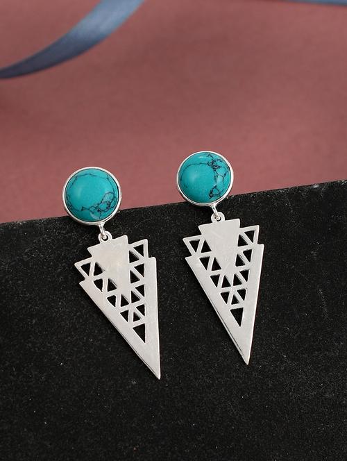 blue silver plated drop earring - 19085267 - Standard Image - 0