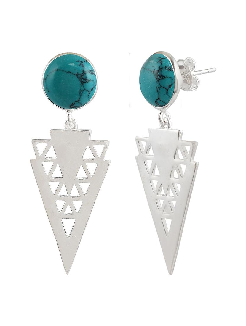 blue silver plated drop earring - 19085267 - Standard Image - 1