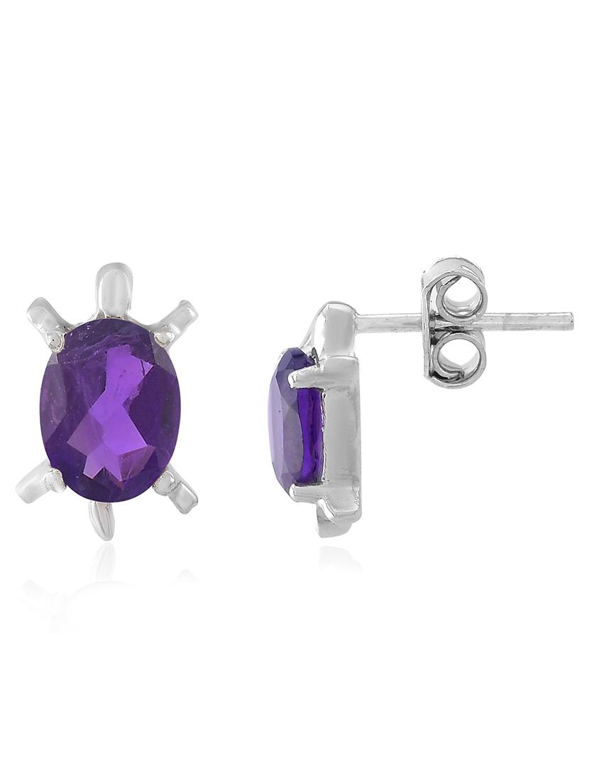 purple silver plated drop earring - 19085269 -  Standard Image - 1
