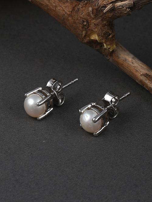 silver plated stud earring - 19085275 - Standard Image - 0