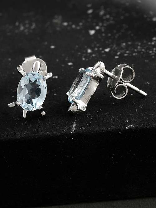 silver plated stud earring - 19085276 - Standard Image - 0