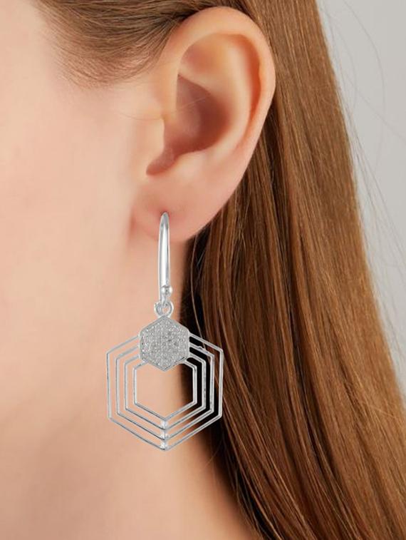 silver plated dangler earring - 19085279 - Standard Image - 4