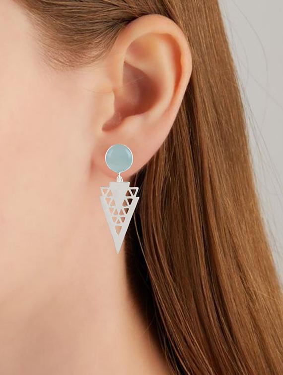 silver plated dangler earring - 19085306 - Standard Image - 4