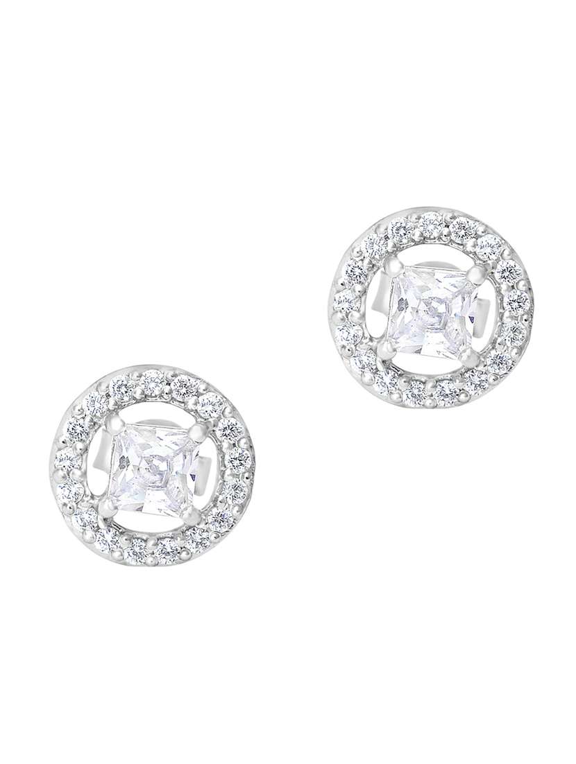 silver plated stud earring - 19085328 -  Standard Image - 1