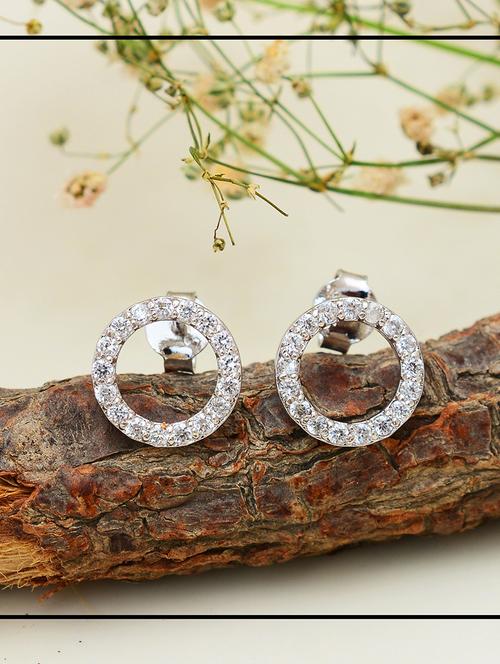 silver plated stud earring - 19085330 - Standard Image - 0
