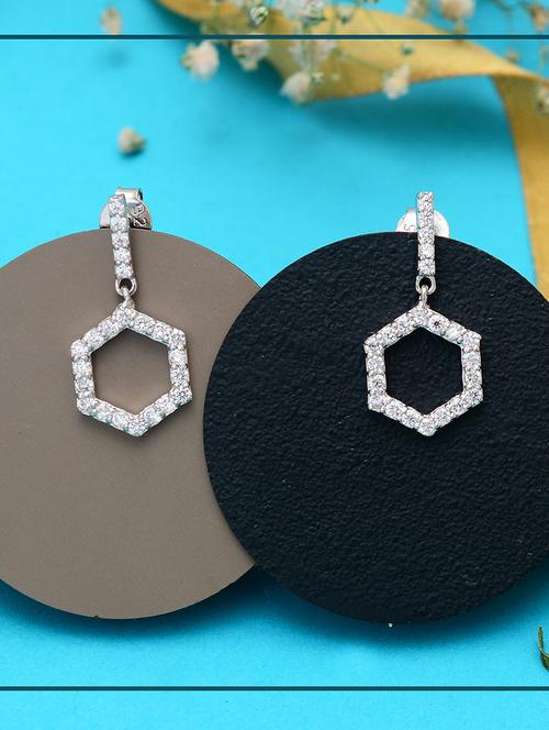 silver metal drop earring - 19085334 - Standard Image - 0