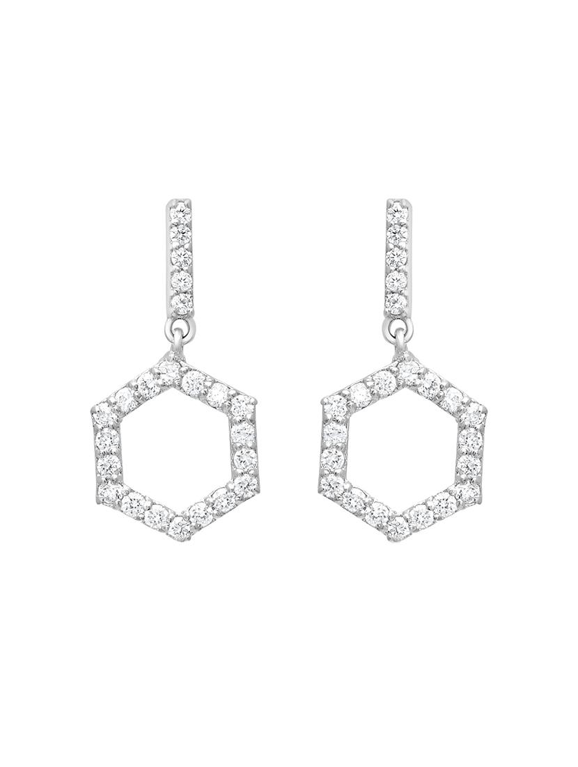 silver metal drop earring - 19085334 - Standard Image - 1