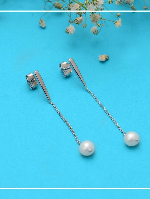 silver metal drop earring - 19085337 - Standard Image - 0