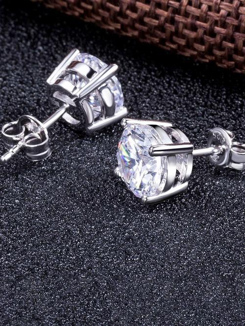 silver plated stud earring - 19085341 - Standard Image - 0