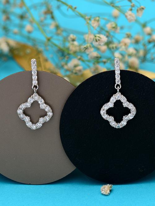 silver metal drop earring - 19085343 - Standard Image - 0