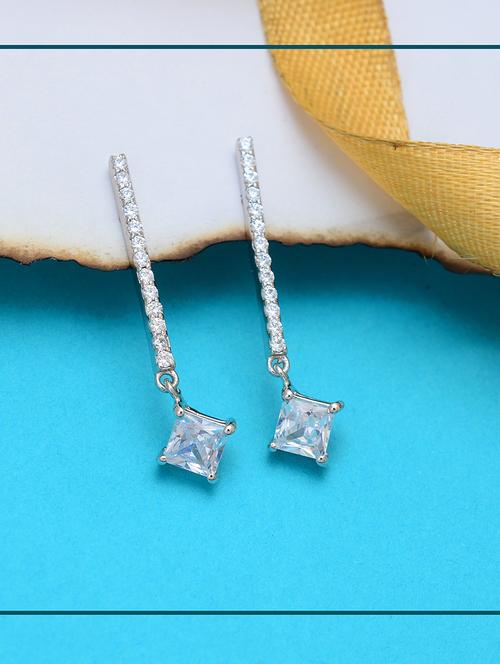 silver metal drop earring - 19085350 - Standard Image - 0