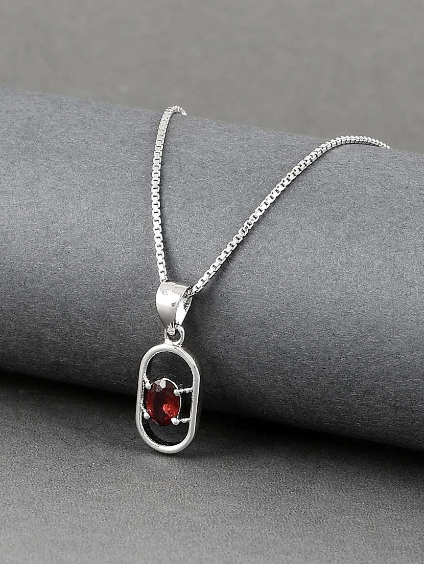 silver plated stone embellished pendant