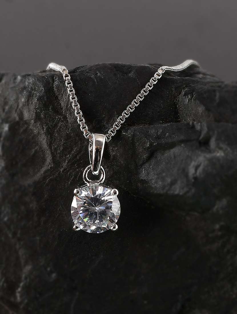 silver plated stone embellished pendant